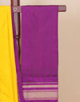 Lemon yellow by wine magenta silk ilkal plain saree
