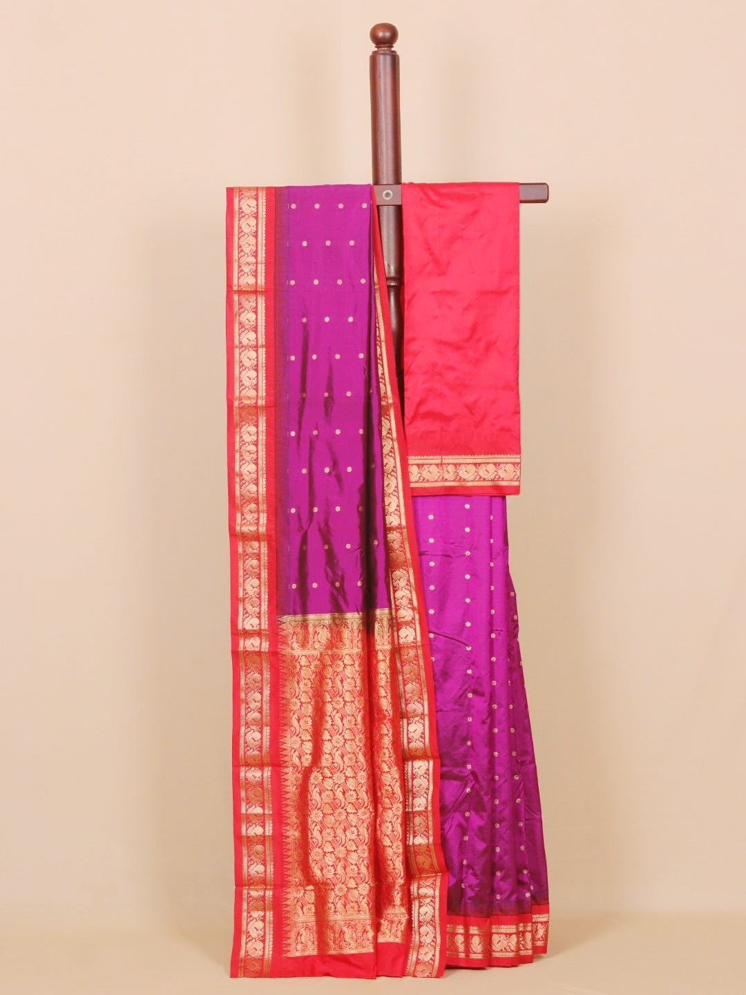 Magenta by red gadhwal saree