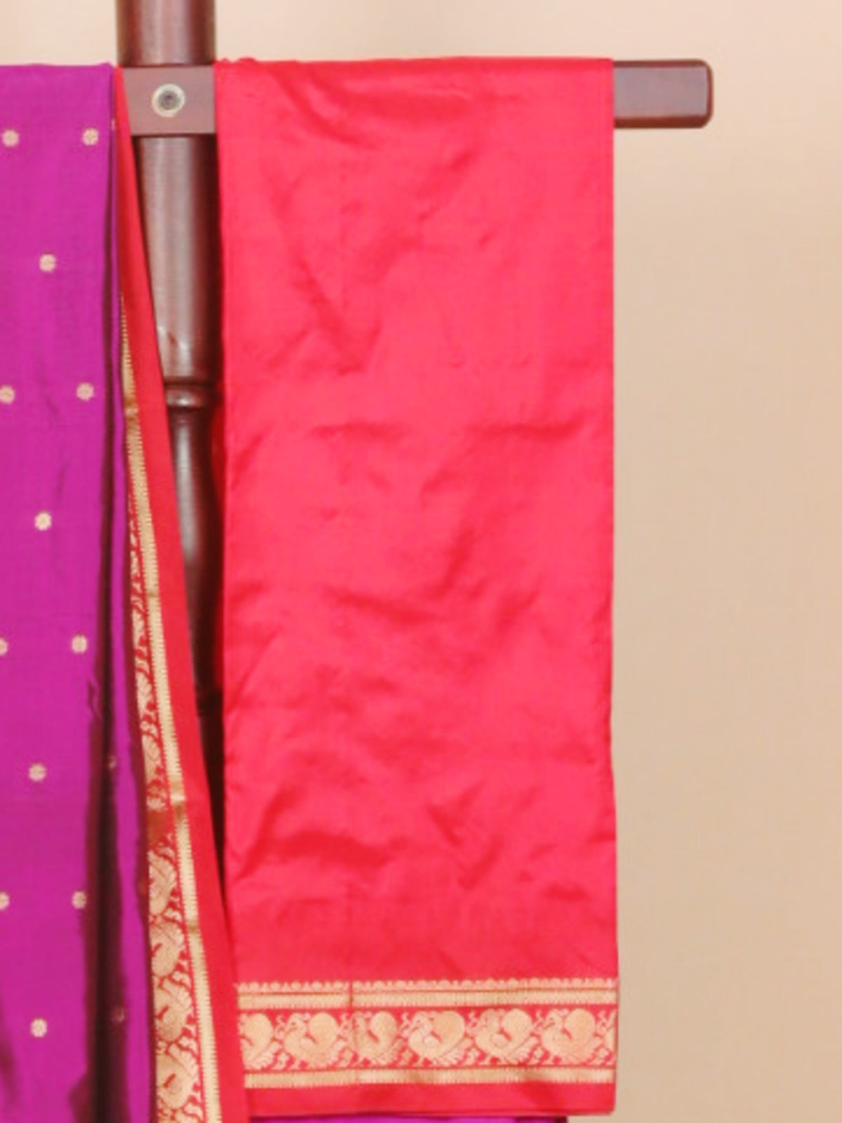 Magenta by red gadhwal saree