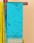 Liril green by peacock blue gadhwal saree