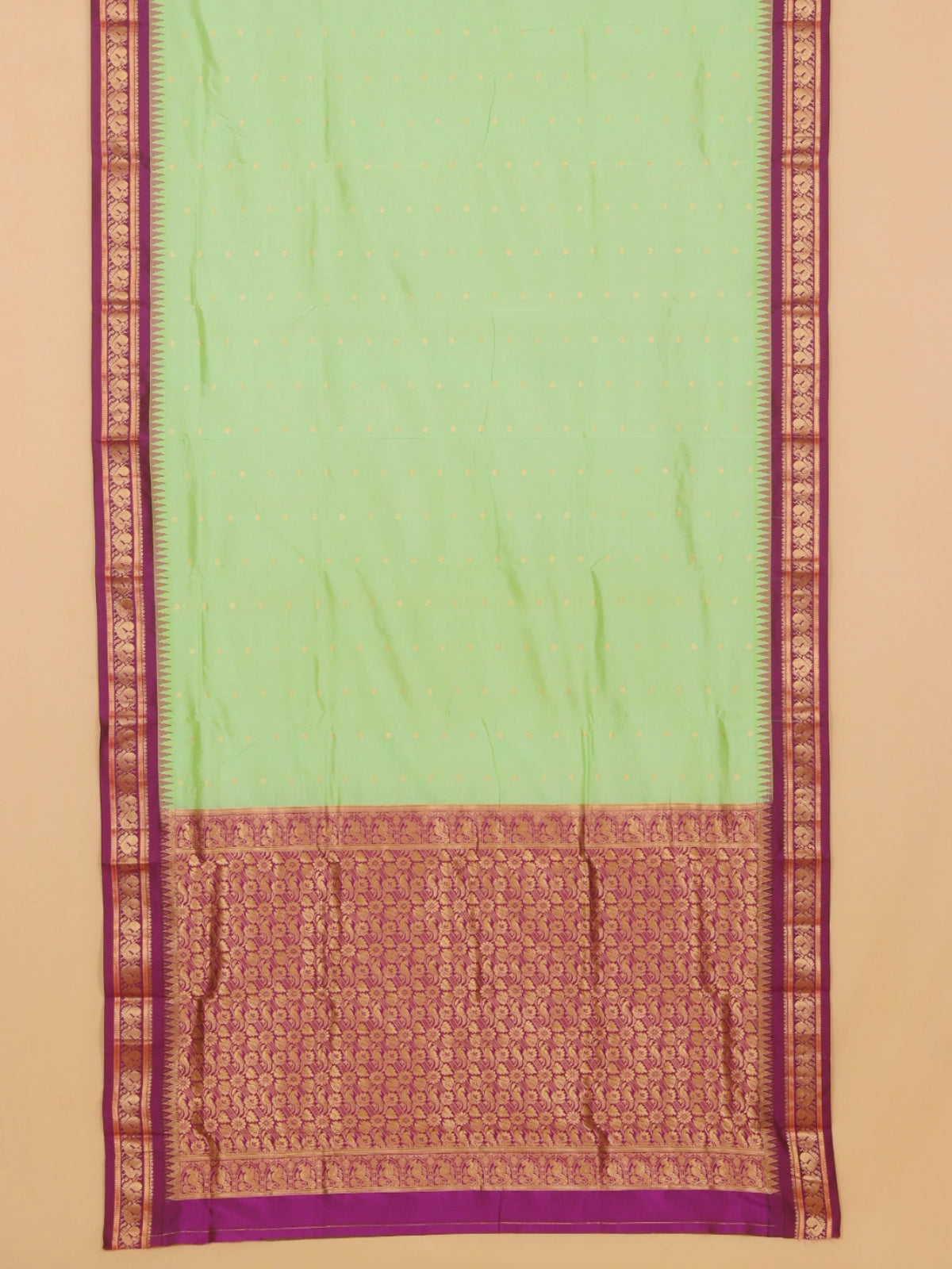 Pista green by magenta wine gadhwal saree