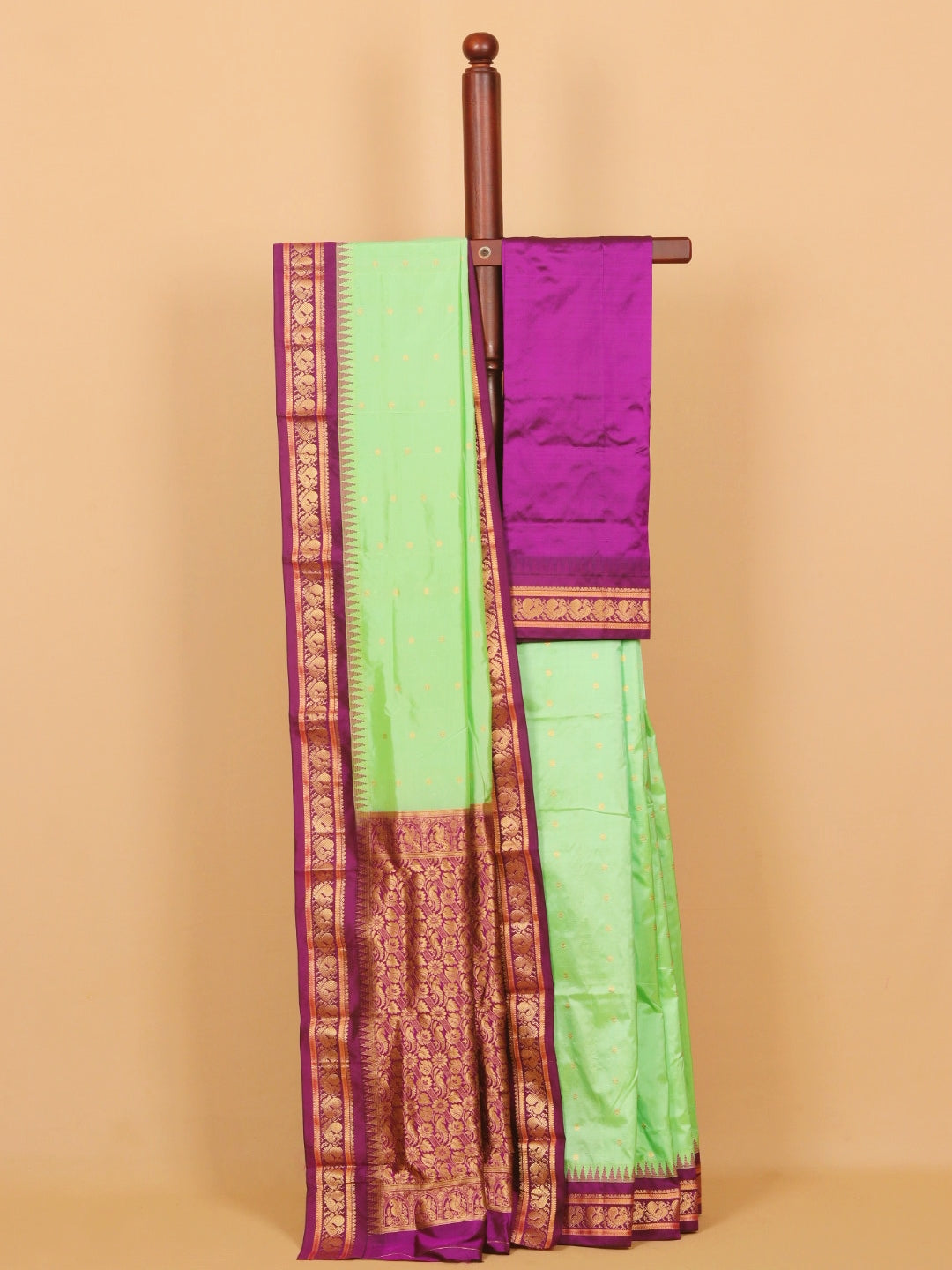 Pista green by magenta wine gadhwal saree