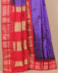 Purple by red ilkal silk zari checks saree