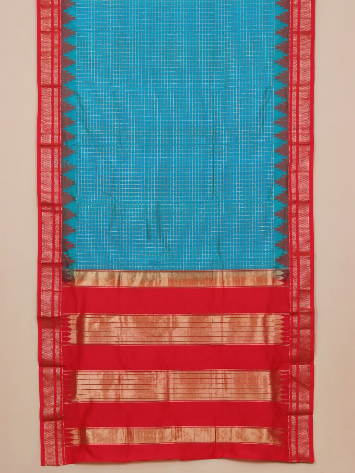 Sapphire by red ilkal silk zari checks saree