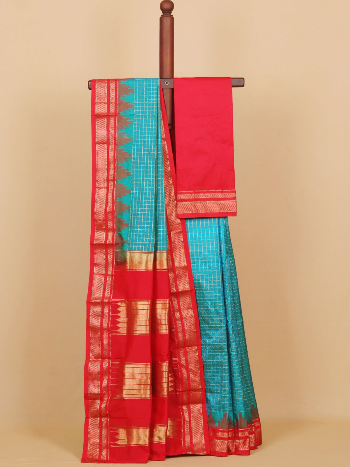 Sapphire by red ilkal silk zari checks saree