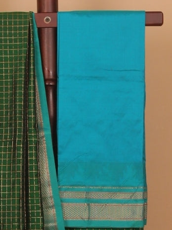 Green by sapphire blue ilkal silk zari checks saree