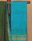 Green by sapphire blue ilkal silk zari checks saree