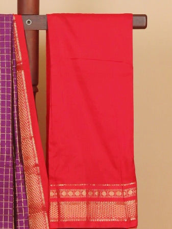 Wine magenta by red ilkal silk zari checks saree