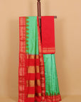 Pista green by red ilkal silk zari checks saree