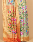Sea green paithani tissue all over woven saree
