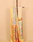 Cream paithani tissue all over resham woven saree