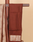 Brown self zari brocket viscose crepe saree