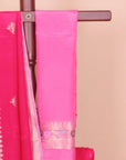 Rani pink by pink viscose crepe big border saree