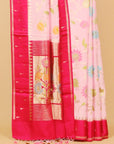 Pink by maroon viscose crep all over woven saree