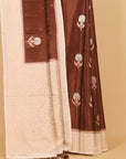 Brown by cream viscose crepe woven saree