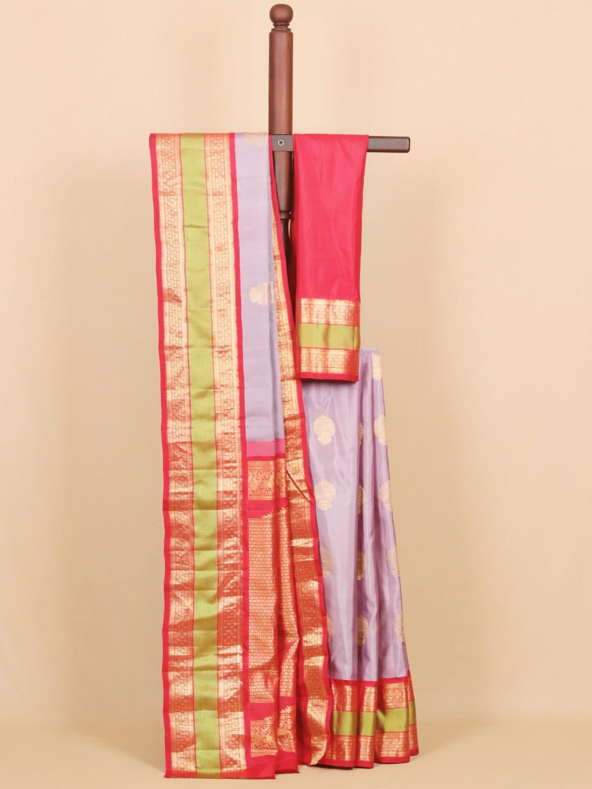Lavander by red gadhwal silk saree