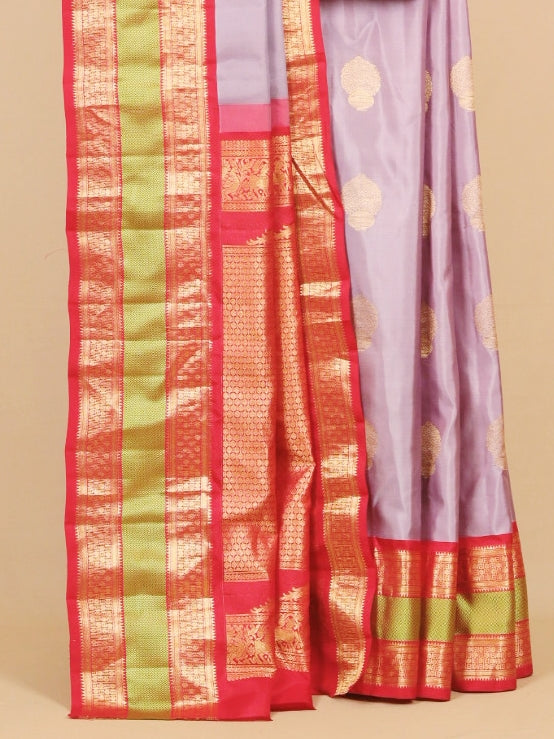 Lavander by red gadhwal silk saree