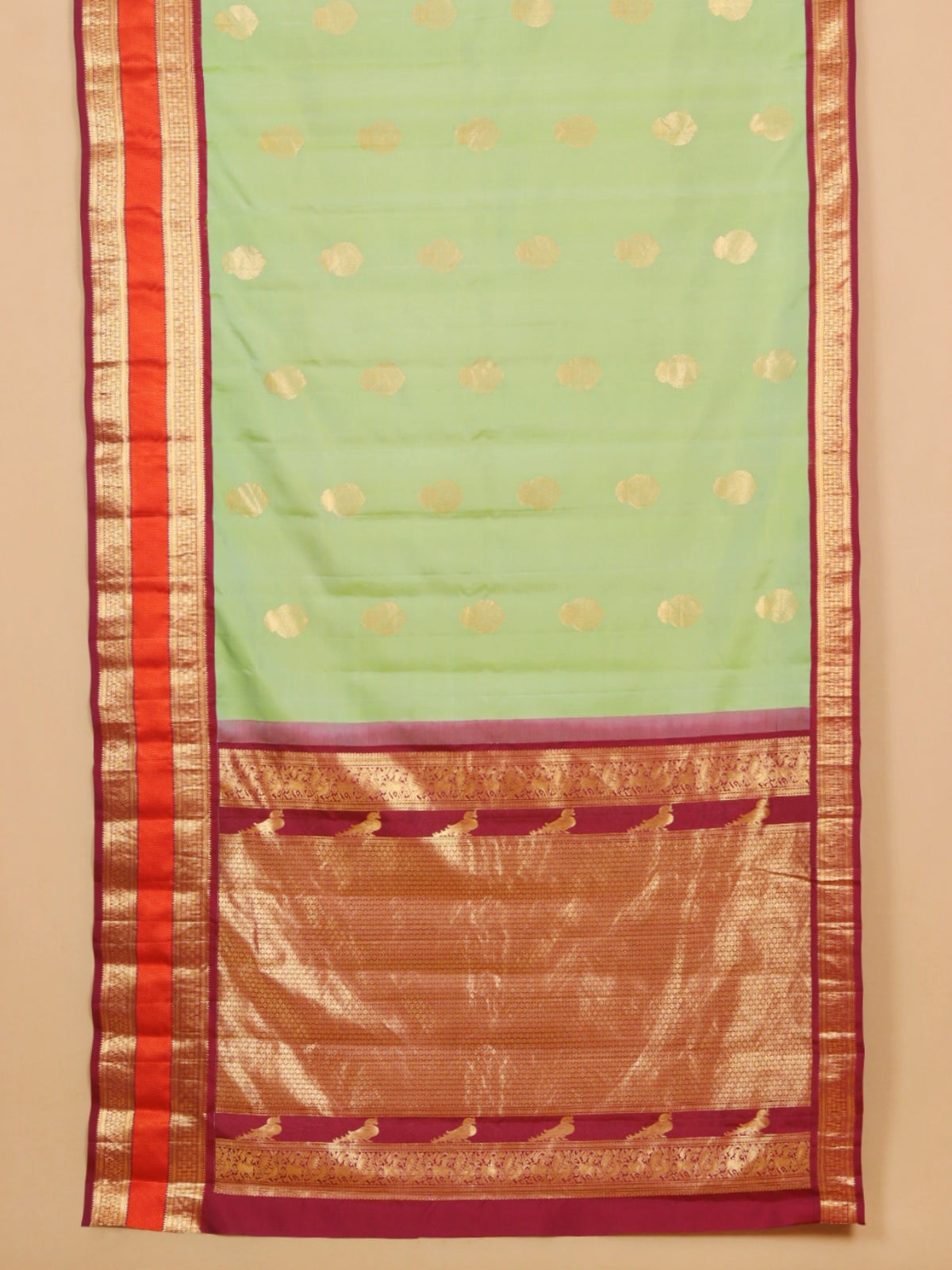 Pista green by wine gadhwal silk saree