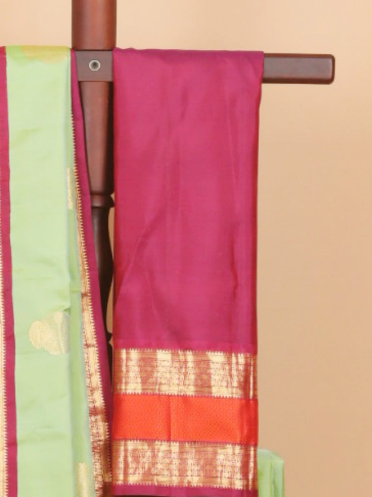 Pista green by wine gadhwal silk saree
