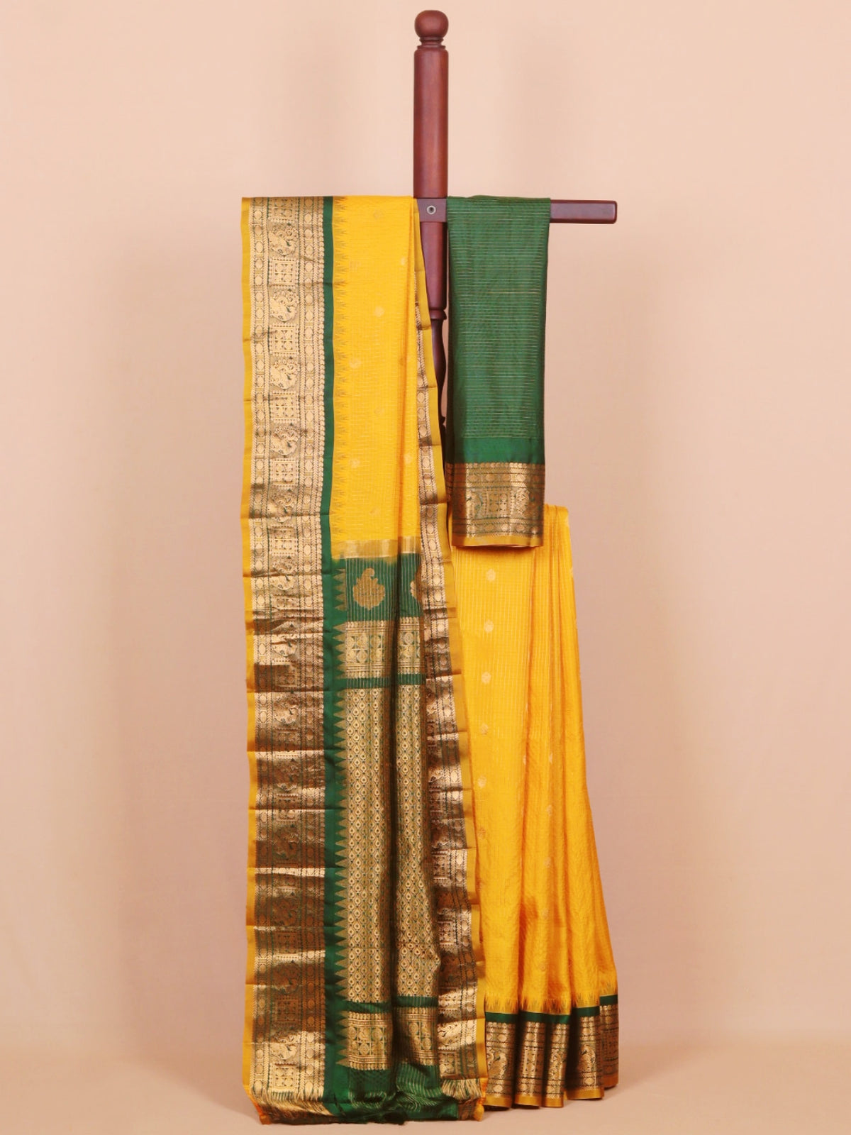 Muster by greeen small zari checks gadhwal saree