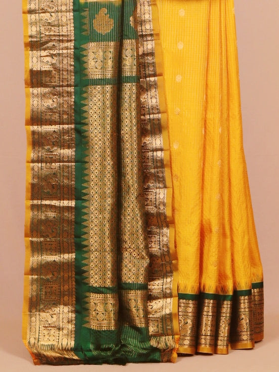 Muster by greeen small zari checks gadhwal saree