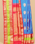 Peacock blue by red gadhwal silk saree