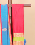 Peacock blue by red gadhwal silk saree