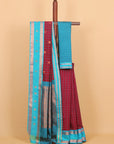 Wine magenta by peacock kanchi cotton saree