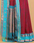 Wine magenta by peacock kanchi cotton saree