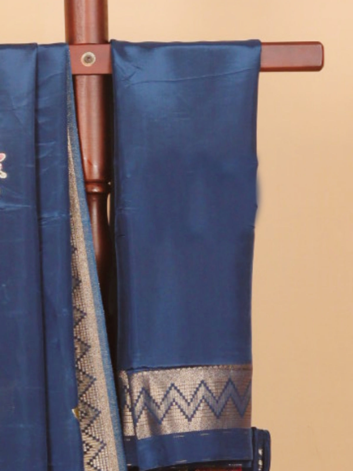 Navy blue viscose crepe saree