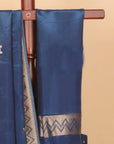 Navy blue viscose crepe saree