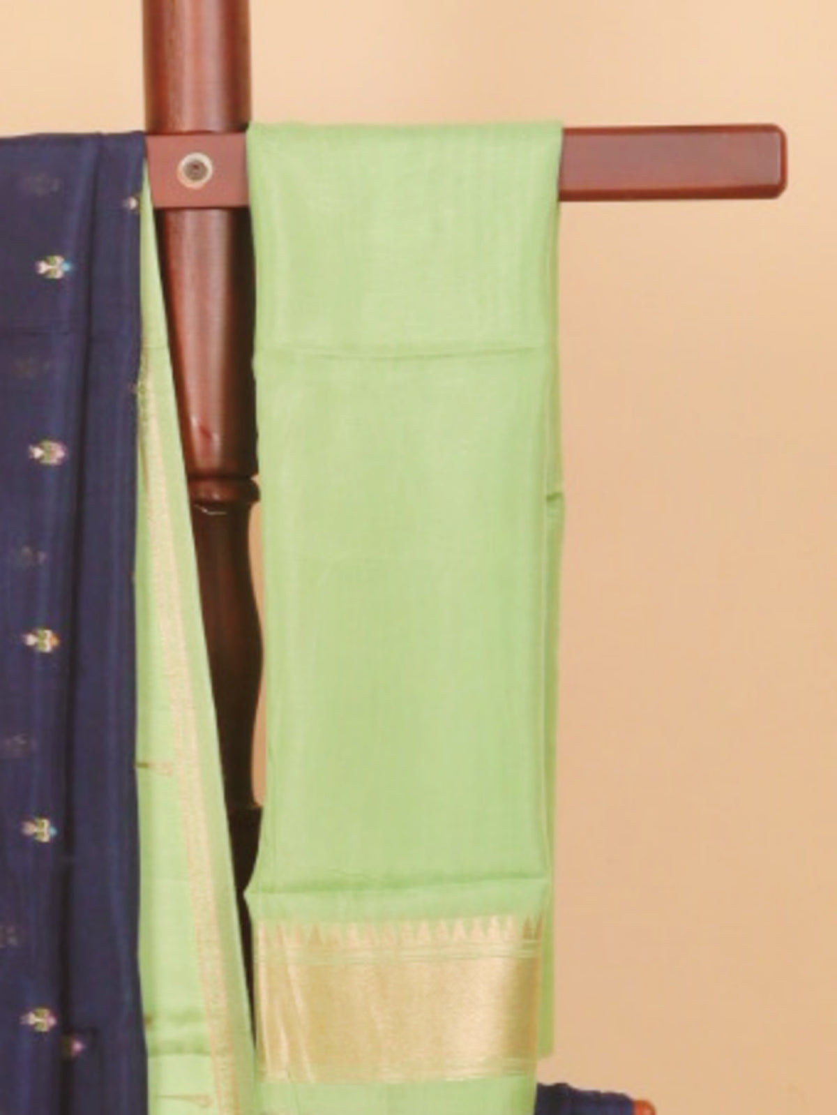 Navy by pista green crepe viscose saree