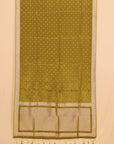 Mendi green small border buties crepe saree