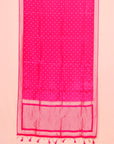 Rani pink small border buties crepe saree