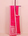 Rani pink small border buties crepe saree