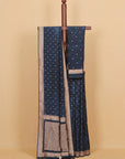 Navy small border buties crepe saree