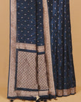 Navy small border buties crepe saree