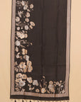 Black self fancy skirt border plain crepe saree