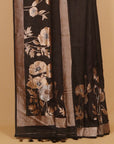 Black self fancy skirt border plain crepe saree