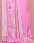 Pink waves zari border crepe saree