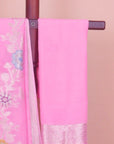 Pink waves zari border crepe saree