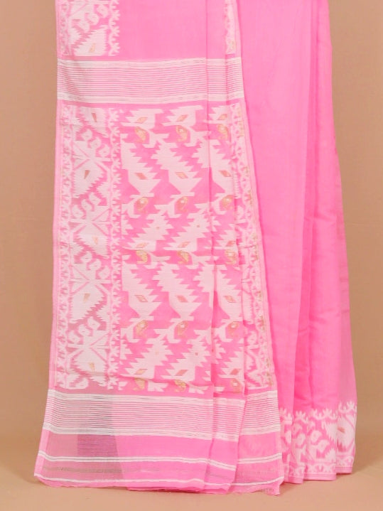 Pink dhakai cotton saree