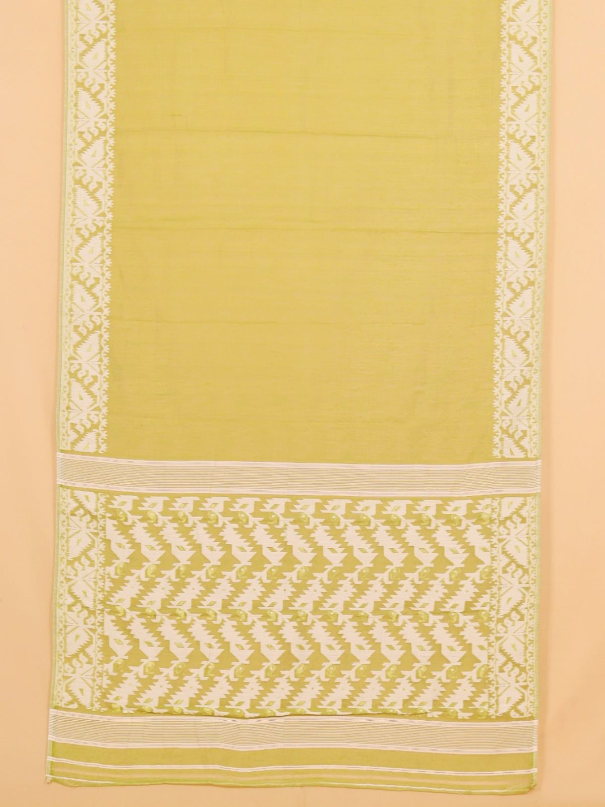 Pista dhakai plain cotton saree