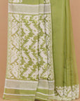 Pista dhakai plain cotton saree