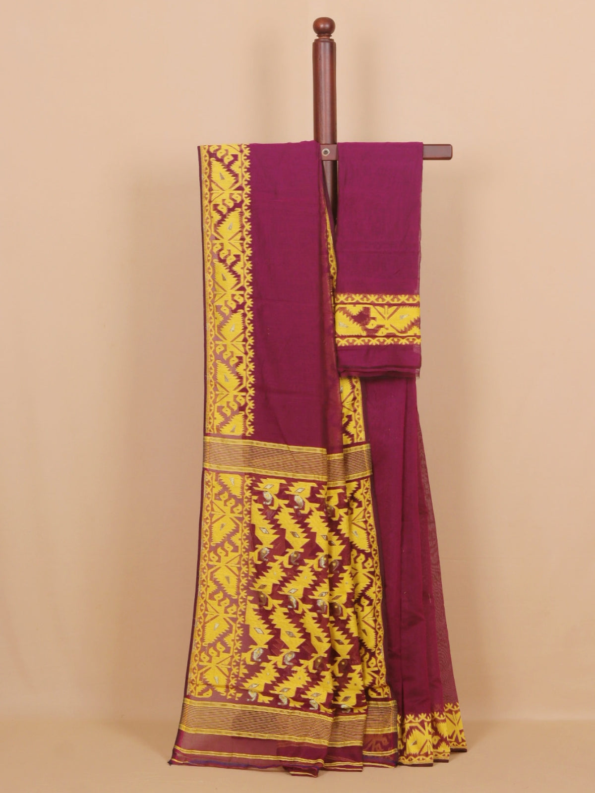 Wine dhakai cotton saree