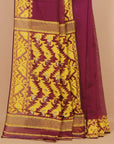 Wine dhakai cotton saree