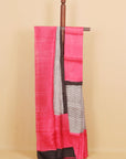 Cream by rani pink printed silk saree