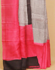 Cream by rani pink printed silk saree